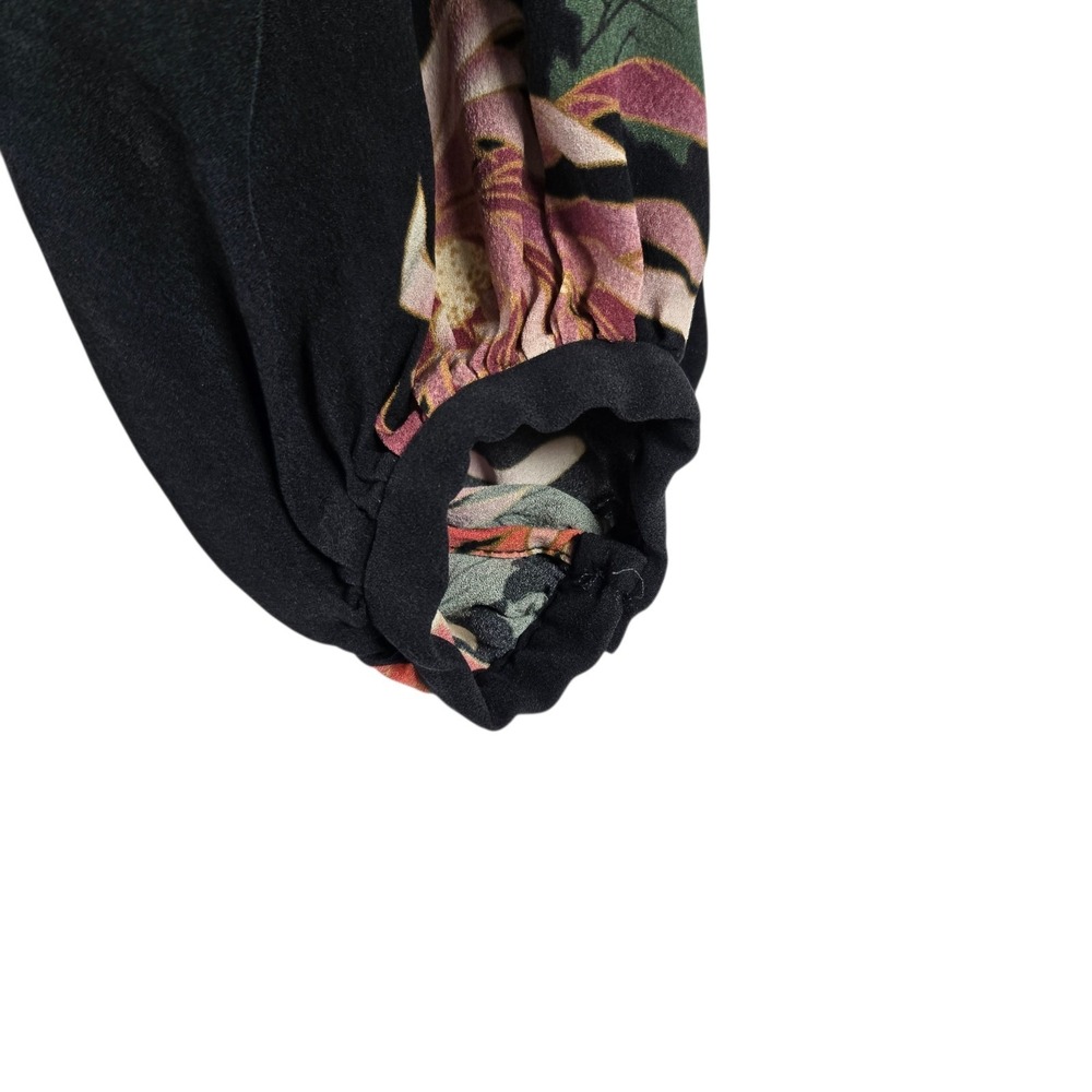 Rachel Zoe Romper Womens 0 100% Silk Black Pink Floral Print Long Sleeve - Picture 3 of 8